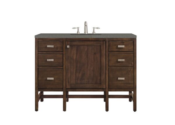 James Martin E444-V48-MCA-3GEX Addison 48 Inch Single Vanity Cabinet in Mid Century Acacia with 3 cm Grey Expo Quartz Top with Sink