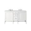 James Martin E444-V60D-GW-3AF Addison 60 Inch Double Vanity Cabinet in Glossy White with 3 CM Arctic Fall Solid Surface Countertop