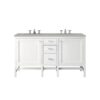 James Martin E444-V60D-GW-3ESR Addison 60 Inch Double Vanity Cabinet in Glossy White with 3 CM Eternal Serena Top