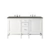 James Martin E444-V60D-GW-3GEX Addison 60 Inch Double Vanity Cabinet in Glossy White with 3 CM Grey Expo Quartz Top