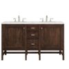 James Martin E444-V60D-MCA-3EJP Addison 60 Inch Double Vanity Cabinet in Mid Century Acacia with 3 cm Eternal Jasmine Pearl Quartz Top with Sink