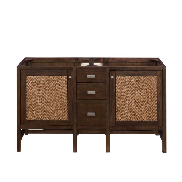 James Martin E444-V60D-MCA Addison 60 Inch Double Vanity Cabinet in Mid Century Acacia