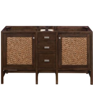 James Martin E444-V60D-MCA Addison 60 Inch Double Vanity Cabinet in Mid Century Acacia