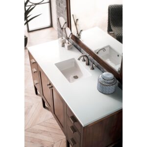 James Martin E444-V60S-3WZ Addison 60 Inch Single Vanity Cabinet with 3cm White Zeus Quartz Top