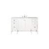 James Martin E444-V60S-GW-3AF Addison 60 Inch Single Vanity Cabinet in Glossy White with 3 CM Arctic Fall Solid Surface Countertop