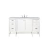 James Martin E444-V60S-GW-3CAR Addison 60 Inch Single Vanity Cabinet in Glossy White with 3 CM Carrara White Top