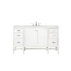 James Martin E444-V60S-GW-3EJP Addison 60 Inch Single Vanity Cabinet in Glossy White with 3 CM Eternal Jasmine Pearl Quartz Top