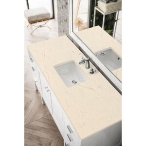 James Martin E444-V60S-GW-3EMR Addison 60 Inch Single Vanity Cabinet in Glossy White with 3 CM Eternal Marfil Top