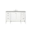 James Martin E444-V60S-GW-3ESR Addison 60 Inch Single Vanity Cabinet in Glossy White with 3 CM Eternal Serena Top