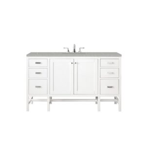 James Martin E444-V60S-GW-3ESR Addison 60 Inch Single Vanity Cabinet in Glossy White with 3 CM Eternal Serena Top