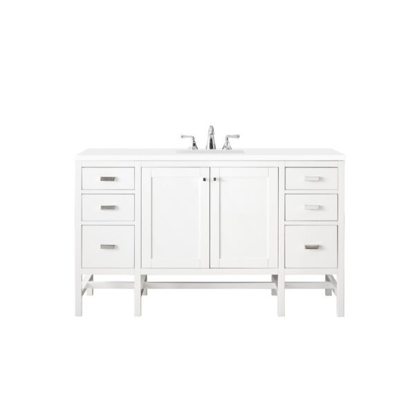 James Martin E444-V60S-3WZ Addison 60 Inch Single Vanity Cabinet with 3cm White Zeus Quartz Top