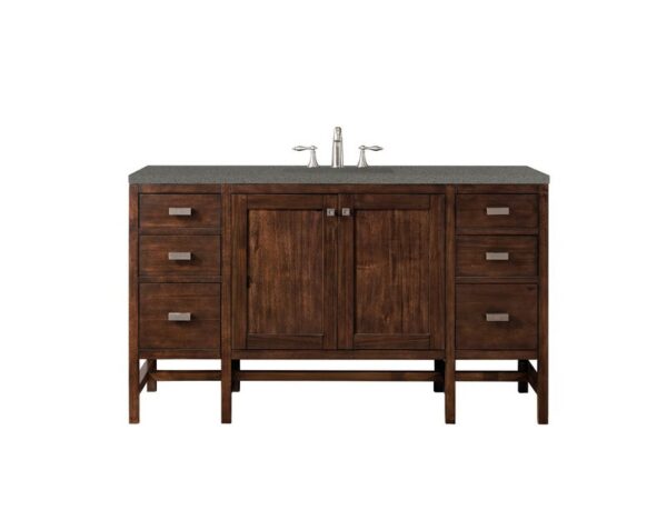 James Martin E444-V60S-MCA-3GEX Addison 60 Inch Single Vanity Cabinet in Mid Century Acacia with 3 cm Grey Expo Quartz Top with Sink