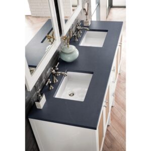 James Martin E444-V72-GW-3CSP Addison 72 Inch Double Vanity Cabinet in Glossy White with 3 CM Charcoal Soapstone Quartz Top