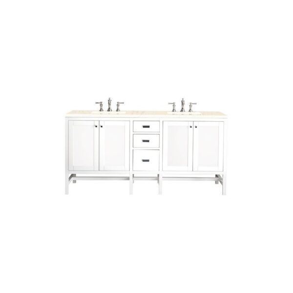 James Martin E444-V72-GW-3EMR Addison 72 Inch Double Vanity Cabinet in Glossy White with 3 CM Eternal Marfil Top