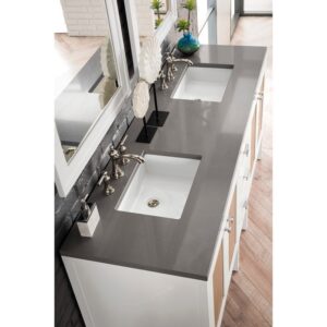 James Martin E444-V72-GW-3GEX Addison 72 Inch Double Vanity Cabinet in Glossy White with 3 CM Grey Expo Quartz Top