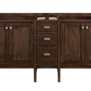 James Martin E444-V72-MCA-3CSP Addison 72 Inch Double Vanity Cabinet in Mid Century Acacia with 3 cm Charcoal Soapstone Quartz Top with Sink