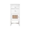 James Martin E645-B15L-GW-3AF Athens 15 Inch Cabinet with Drawers and Door in Glossy White with 3 CM Arctic Fall Solid Surface Top