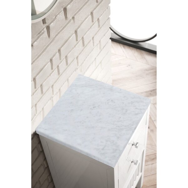 James Martin E645-B15R-GW-3CAR Athens 15 Inch Cabinet with Drawers and Door in Glossy White with 3 CM Carrara Marble Top