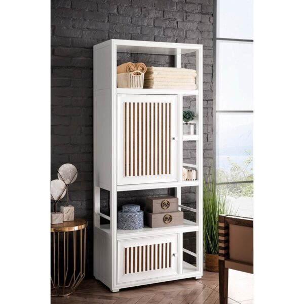 James Martin E645-BLC30-GW Athens 30 Inch Bookcase Linen Cabinet (double-sided) in Glossy White