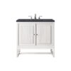 James Martin E645-V30-GW-3CSP Athens 30 Inch Single Vanity Cabinet in Glossy White with 3 CM Charcoal Soapstone Quartz Top