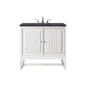 James Martin E645-V30-GW-3CSP Athens 30 Inch Single Vanity Cabinet in Glossy White with 3 CM Charcoal Soapstone Quartz Top