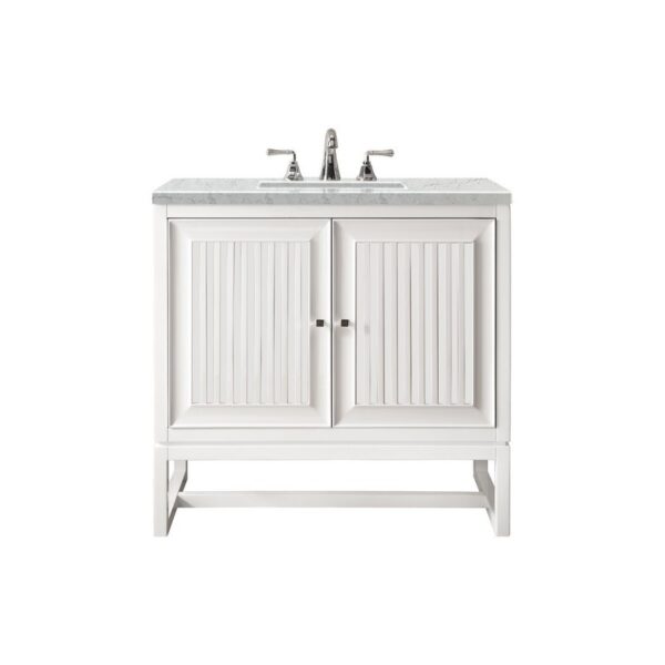 James Martin E645-V30-GW-3EJP Athens 30 Inch Single Vanity Cabinet in Glossy White with 3 CM Eternal Jasmine Pearl Quartz Top