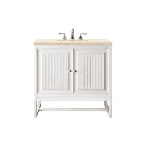 James Martin E645-V30-GW-3EMR Athens 30 Inch Single Vanity Cabinet in Glossy White with 3 CM Eternal Marfil Top