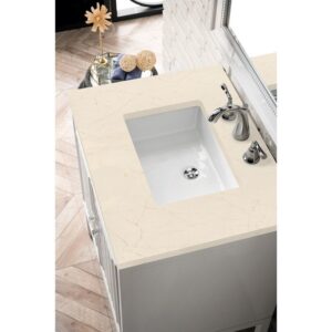 James Martin E645-V30-GW-3EMR Athens 30 Inch Single Vanity Cabinet in Glossy White with 3 CM Eternal Marfil Top