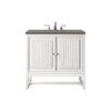 James Martin E645-V30-GW-3GEX Athens 30 Inch Single Vanity Cabinet in Glossy White with 3 CM Grey Expo Quartz Top