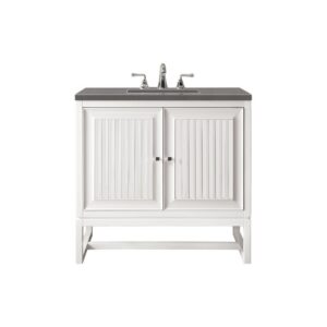 James Martin E645-V30-GW-3GEX Athens 30 Inch Single Vanity Cabinet in Glossy White with 3 CM Grey Expo Quartz Top