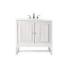 James Martin E645-V30-GW-3WZ Athens 30 Inch Single Vanity Cabinet in Glossy White with 3cm White Zeus Quartz Top