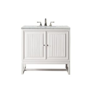 James Martin E645-V36-GW-3EJP Athens 36 Inch Single Vanity Cabinet in Glossy White with 3 CM Eternal Jasmine Pearl Quartz Top