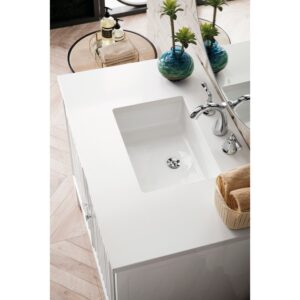 James Martin E645-V36-GW-3WZ Athens 36 Inch Single Vanity Cabinet in Glossy White with 3cm White Zeus Quartz Top