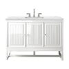 James Martin E645-V48-GW-3ENC Athens 48 Inch Single Vanity Cabinet with Ethereal Noctis Top - Glossy White