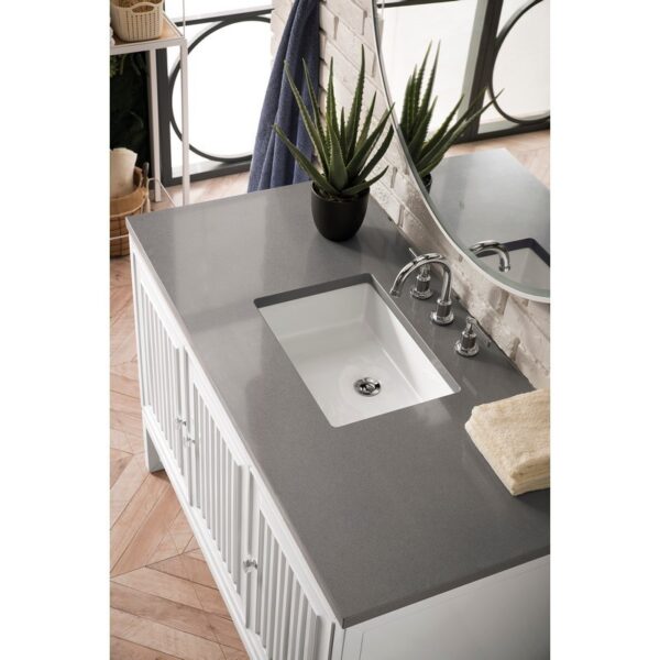 James Martin E645-V48-GW-3GEX Athens 48 Inch Single Vanity Cabinet in Glossy White with 3 CM Grey Expo Quartz Top