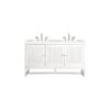 James Martin E645-V60D-GW-3EJP Athens 60 Inch Double Vanity Cabinet in Glossy White with 3 CM Eternal Jasmine Pearl Quartz Top