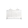 James Martin E645-V60D-GW-3WZ Athens 60 Inch Double Vanity Cabinet in Glossy White with 3cm White Zeus Quartz Top