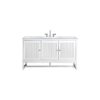 James Martin E645-V60S-GW-3CAR Athens 60 Inch Single Vanity Cabinet in Glossy White with 3 CM Carrara White Top