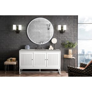 James Martin E645-V60S-GW-3ESR Athens 60 Inch Single Vanity Cabinet in Glossy White with 3 CM Eternal Serena Top