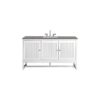 James Martin E645-V60S-GW-3GEX Athens 60 Inch Single Vanity Cabinet in Glossy White with 3 CM Grey Expo Quartz Top