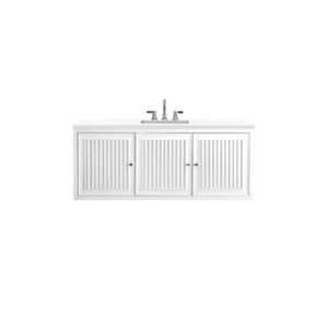 James Martin E645-V60S-GW-3WZ Athens 60 Inch Single Vanity Cabinet in Glossy White with 3cm White Zeus Quartz Top