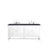 James Martin E645-V72-GW-3CSP Athens 72 Inch Double Vanity Cabinet in Glossy White with 3 CM Charcoal Soapstone Quartz Top