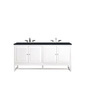 James Martin E645-V72-GW-3CSP Athens 72 Inch Double Vanity Cabinet in Glossy White with 3 CM Charcoal Soapstone Quartz Top