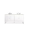 James Martin E645-V72-GW-3EJP Athens 72 Inch Double Vanity Cabinet in Glossy White with 3 CM Eternal Jasmine Pearl Quartz Top