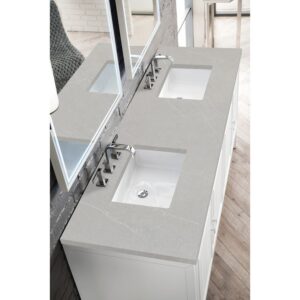 James Martin E645-V72-GW-3ESR Athens 72 Inch Double Vanity Cabinet in Glossy White with 3 CM Eternal Serena Top