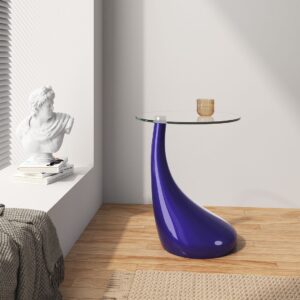 Manhattan Comfort Lava 19.7 in. Purple Glass Top Accent Table