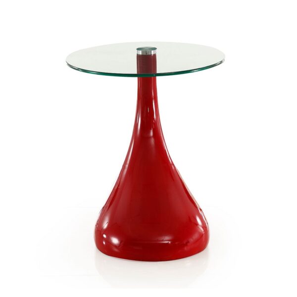 Manhattan Comfort Lava 19.7 in. Red Glass Top Accent Table