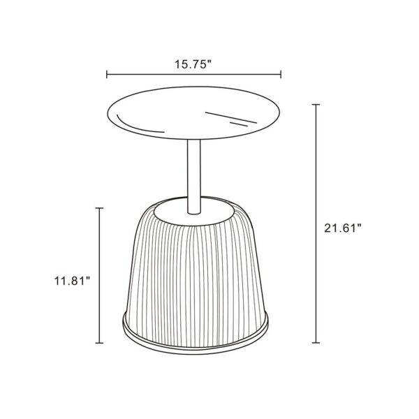 Manhattan Comfort Modern Anderson End Table 1.0 Upholstered in Green Leatherette with Gold Tabletop