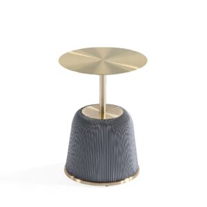 Manhattan Comfort Modern Anderson End Table 1.0 Upholstered in Grey Leatherette with Gold Tabletop