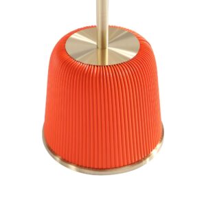 Manhattan Comfort Modern Anderson End Table 1.0 Upholstered in Orange Leatherette with Gold Tabletop